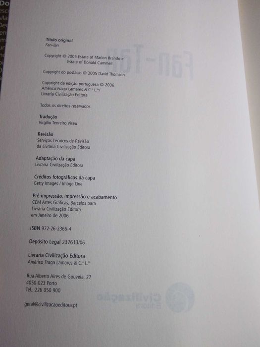 Livro Fan-Tan Marlon Brando Donald Cammell Civilização