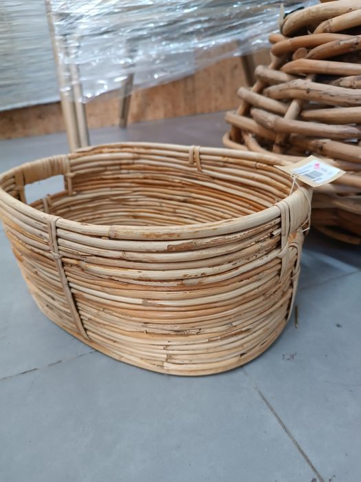 Conjunto Rattan - cadeira, cestos e batedor