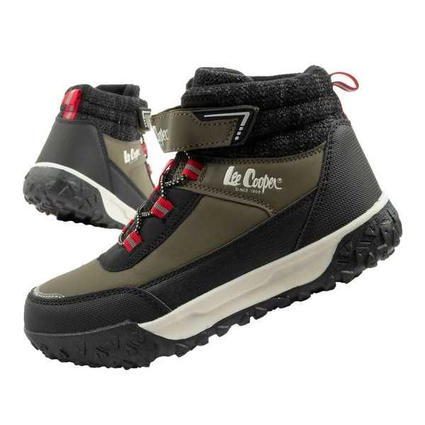 Lee Cooper buty śniegowce dziecięce na rzep ocieplane khaki r. 28-35