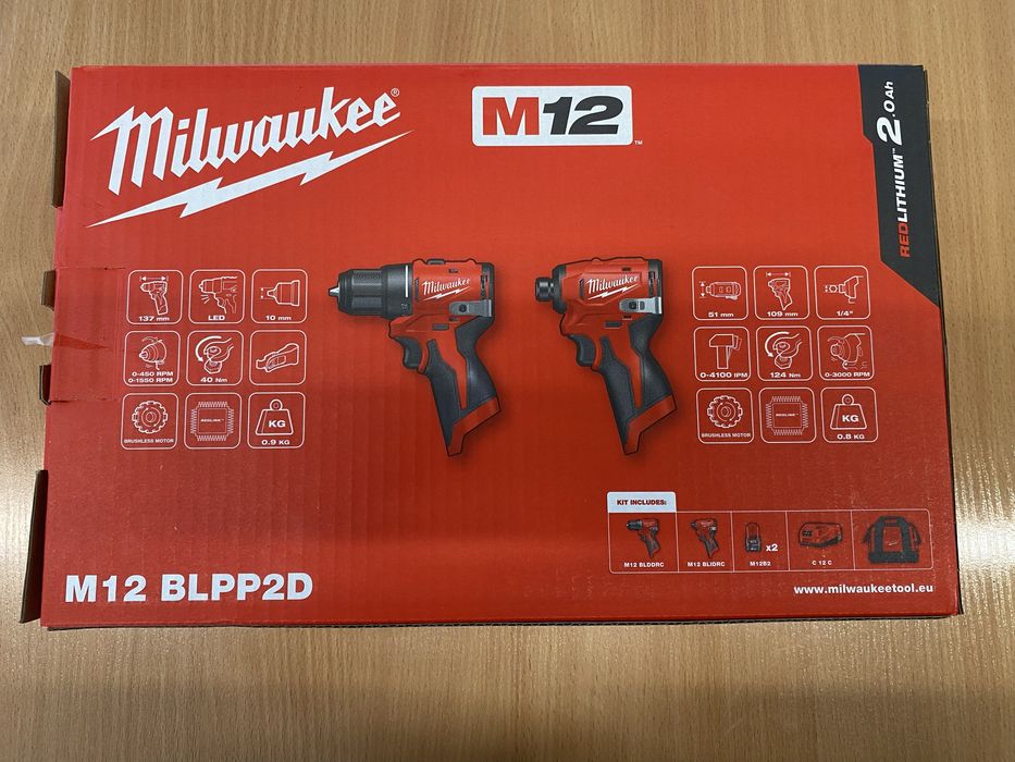 Zestaw milwaukee wkrętarka + zakrętarka 2x akumulator torba + ładowark