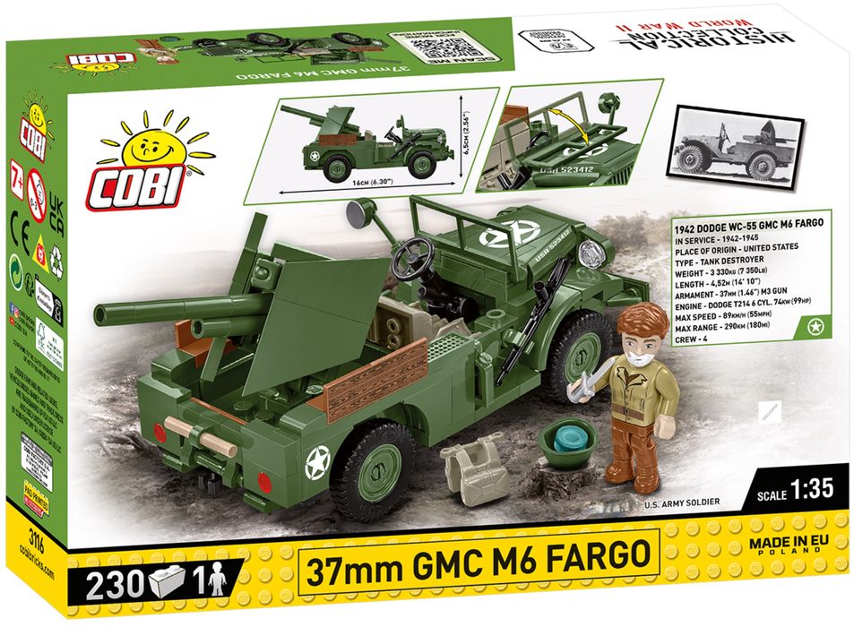 Klocki cobi 3116 pojazd 37MM GMC M6 FARGO