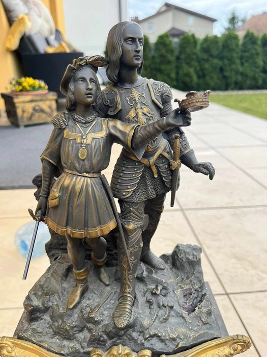 Zegar kominkowy brąz antyk XIXw Francja sygnowany 52cm prezent