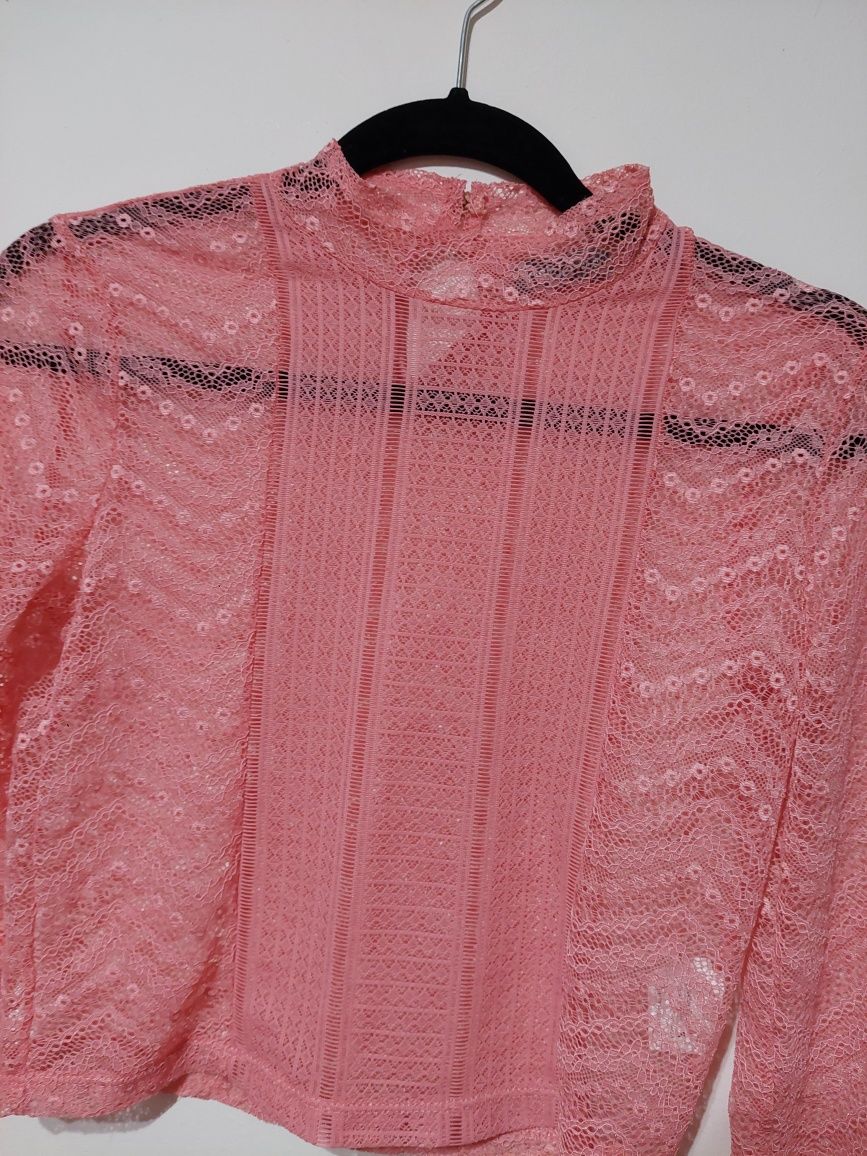 Blusa top renda novo rosa S