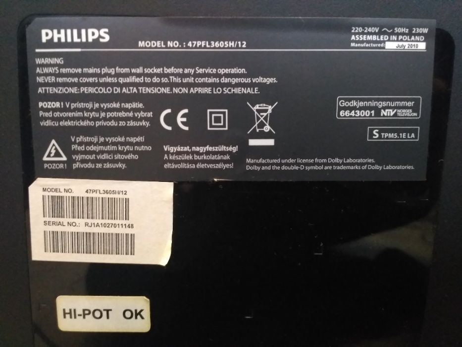 Телевізор PHILIPS 47PFL3605H/12