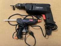 Berbequim Black Decker e pistola de cola quente
