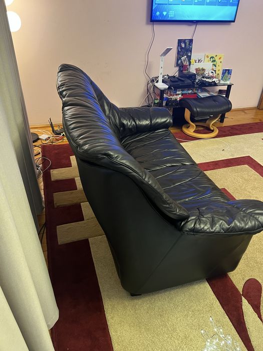 Диван Натуральна шкіра чорний