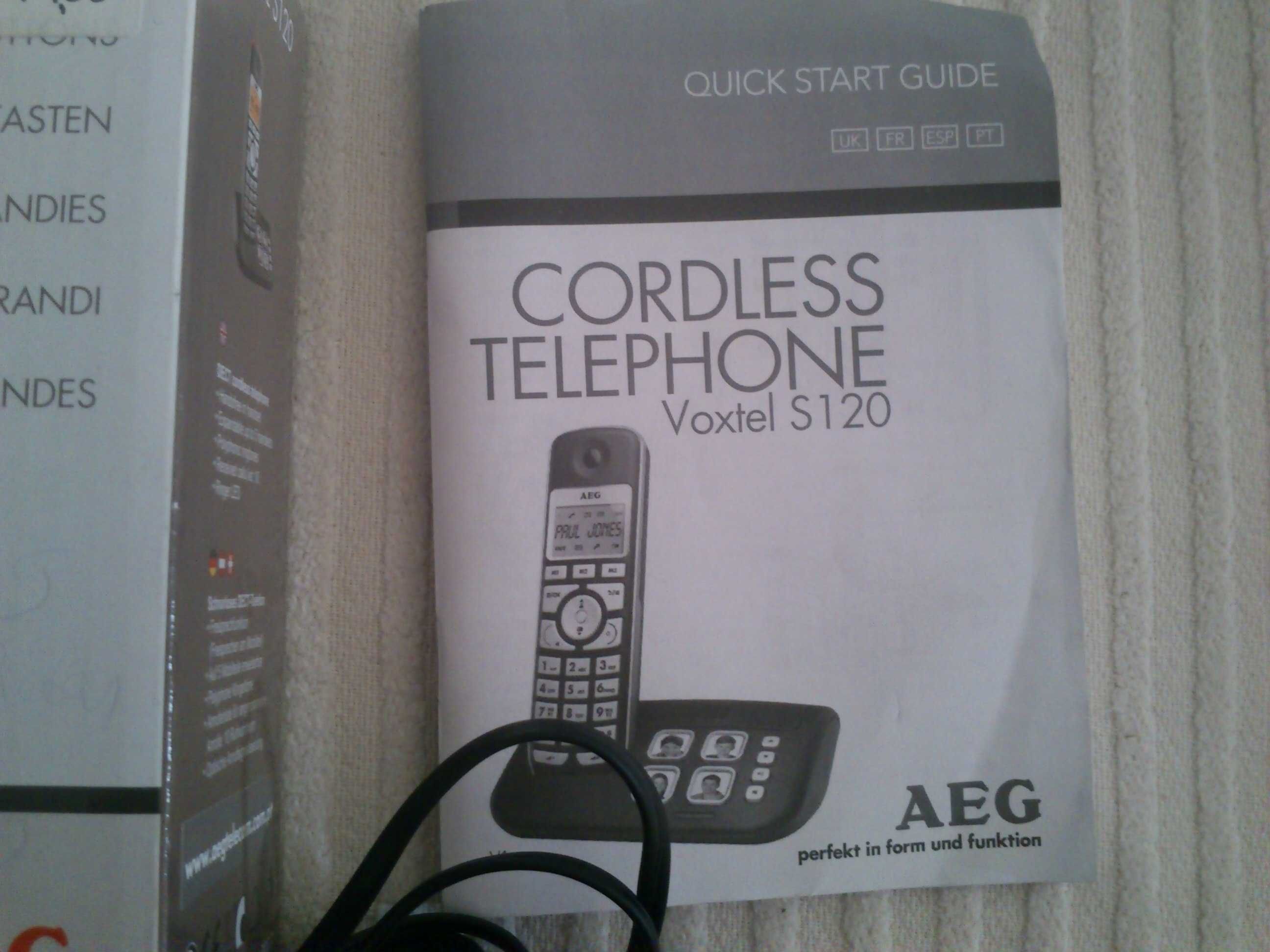AEG Telefone rede fixa s/ fio, VOXTEL S120, c/instruções defeito visor