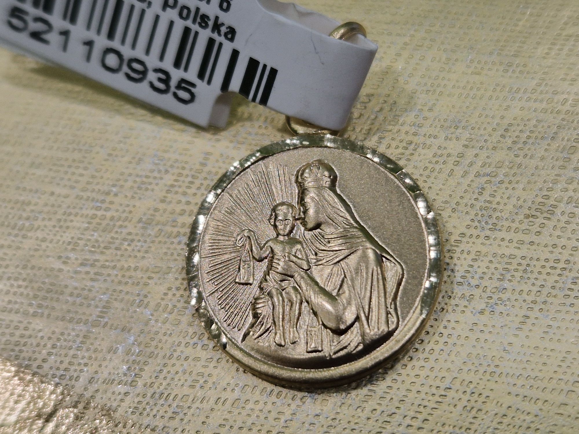 Nowy złoty szkaplerz złoty dwustronny medalik PR 585