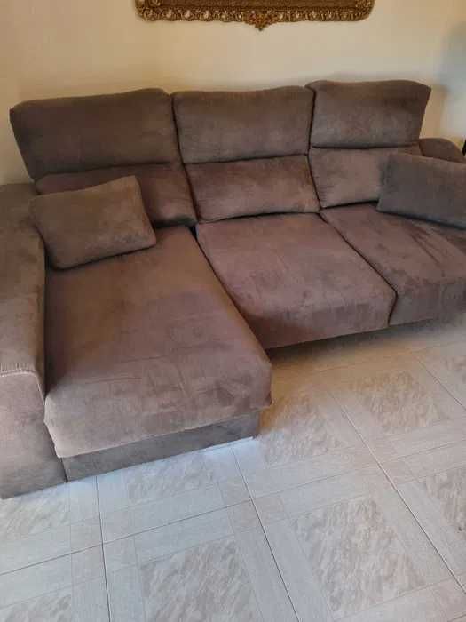 Sofá com chaise longue Antracite
