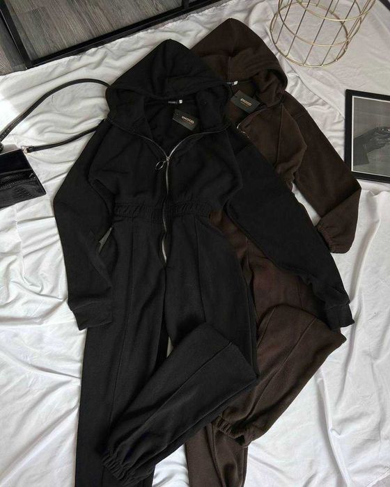 Жіночий флісовий спортивний комбінезон з капюшоном, р.42-44, 46-48