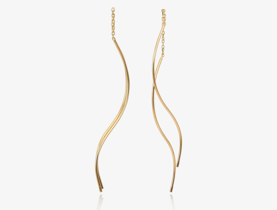 Złote kolczyki przeciągane fala 60mm próba 585