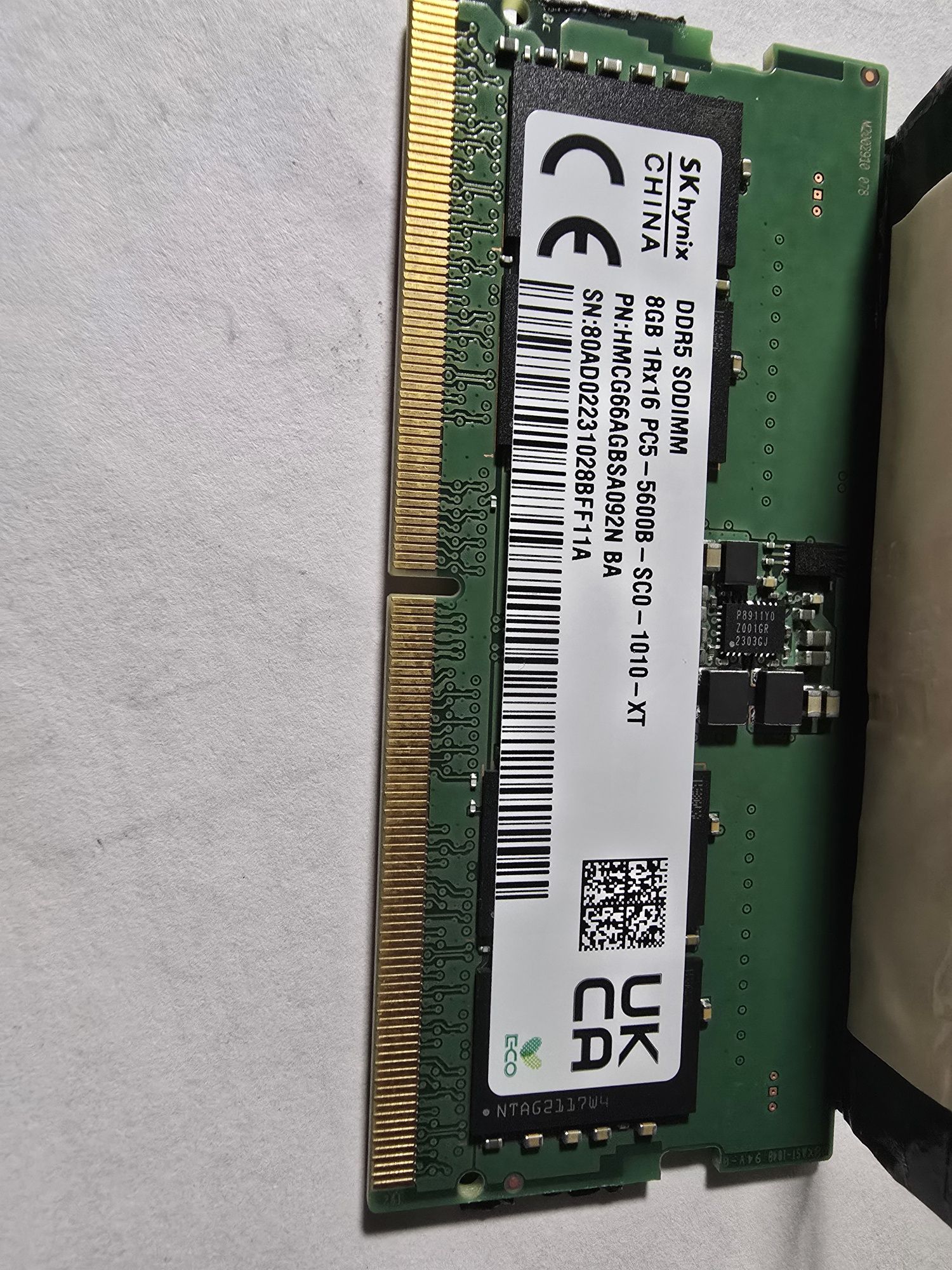 Оперативна пам'ять ddr5 So-dimm Hynix 2×8 Gb після апгрейду ноута
