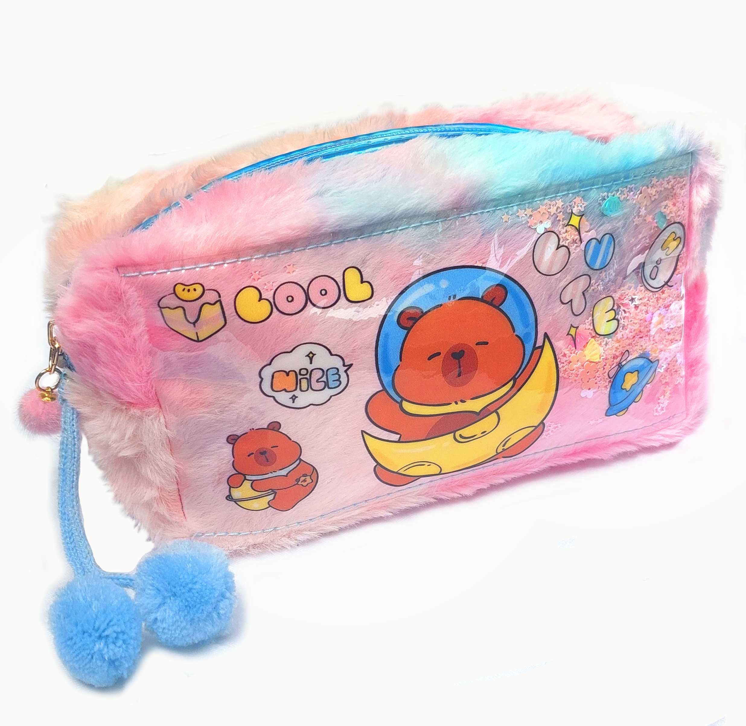 pluszowa puchata futrzana kosmetyczka piórnik Kapibara Kawaii