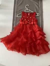 Sukienka czerwona falbanki hiszpanka rozmiar 122