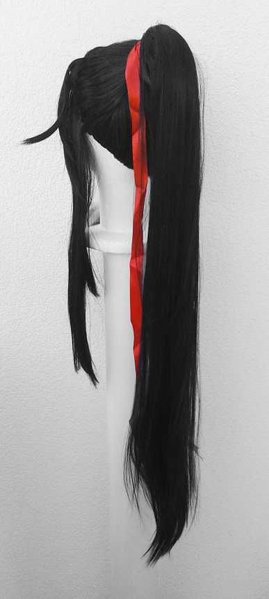 Czarna peruka z kitką długa cosplay wig Wei Wuxian z Mo Dao Zu Shi
