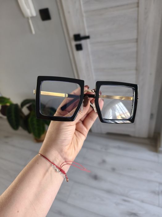 Nowe Duże Kwadratowe Okulary Dekoracyjne Retro Design Unisex