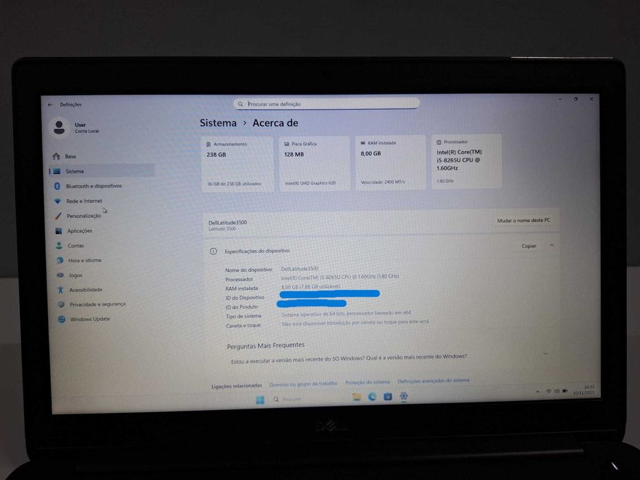 PC Portátil DELL Latitude 3500 – Intel Core i5 – Bom Estado