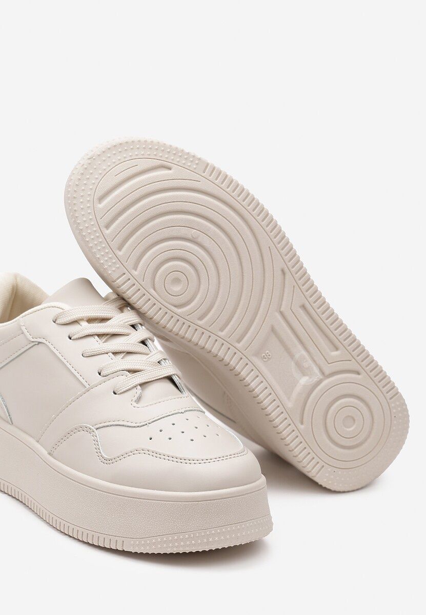 Nowe beżowe sneakersy na platformie r.38