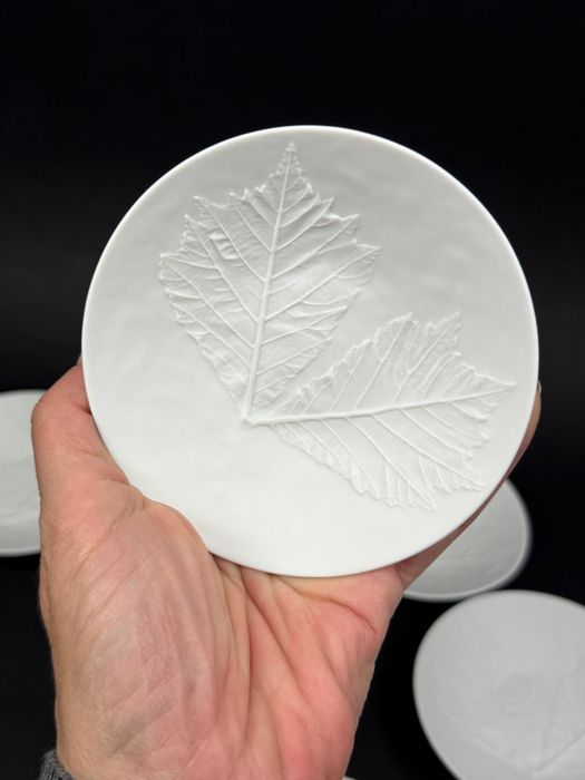 Zestaw 6 misek porcelana biskwitowa Hutschereuther liść