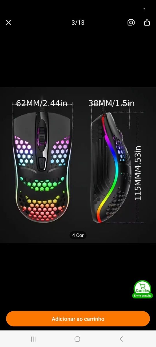 Rato gaming rgb desconto natal 50%off BRANCO