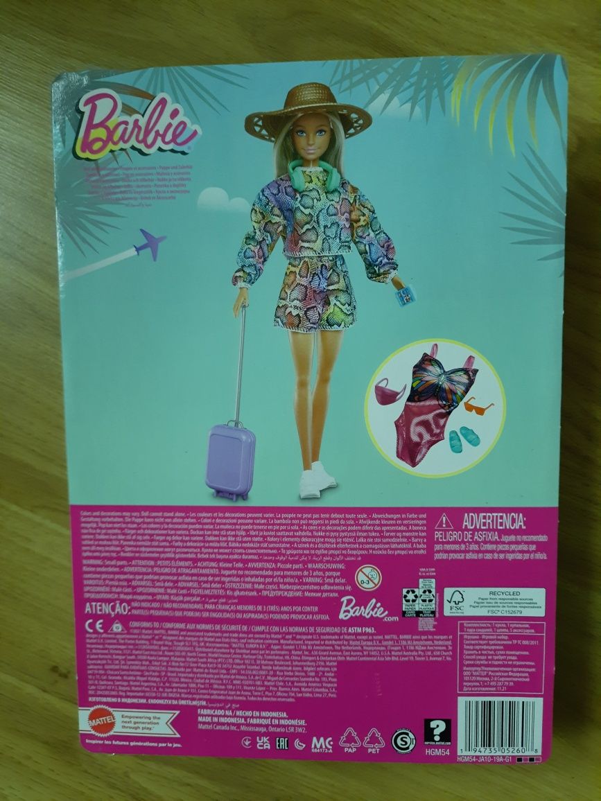 Barbie lalka z akcesoriami zestaw kapelusz walizka