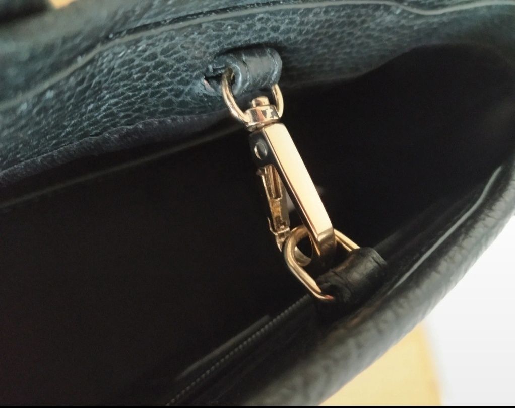 Skórzana, czarna torebka do ręki , kuferek Corder London Real Leather