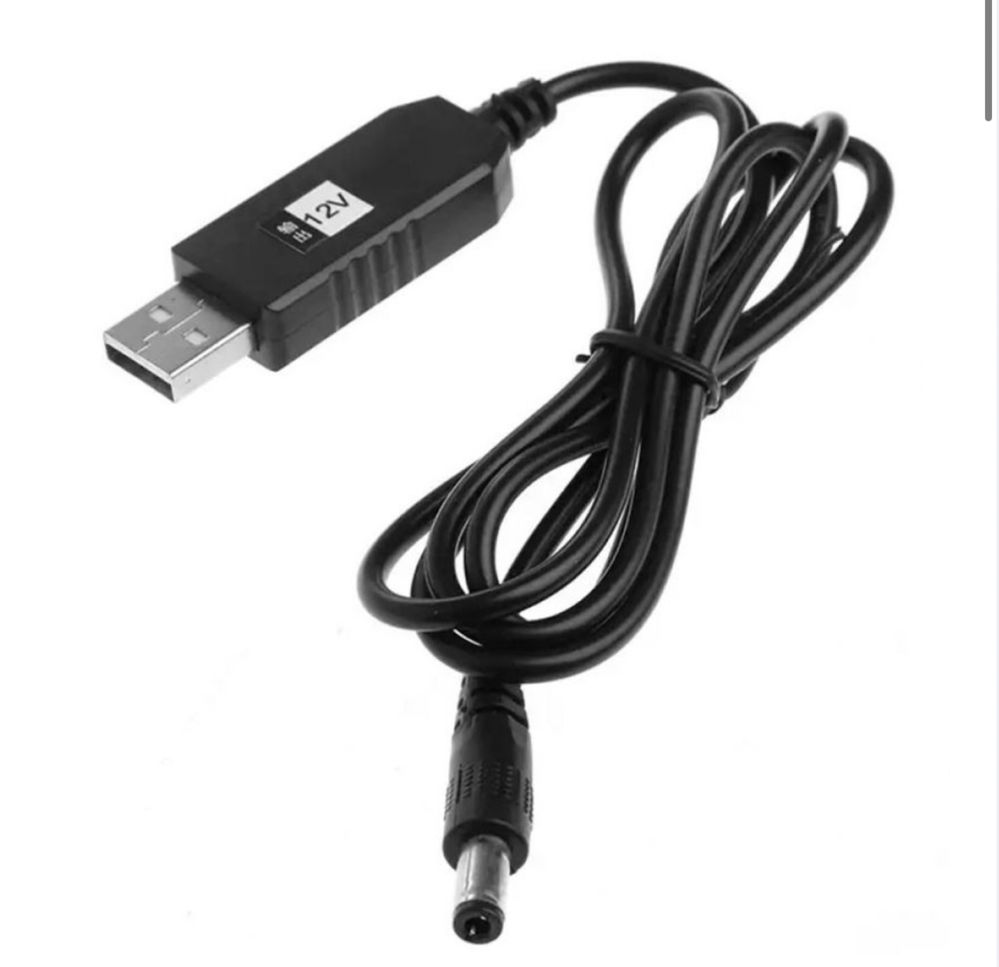 Кабель-перехідник DC 5.5x2.5 з 5v на 9/12v (з павербанка на роутер)