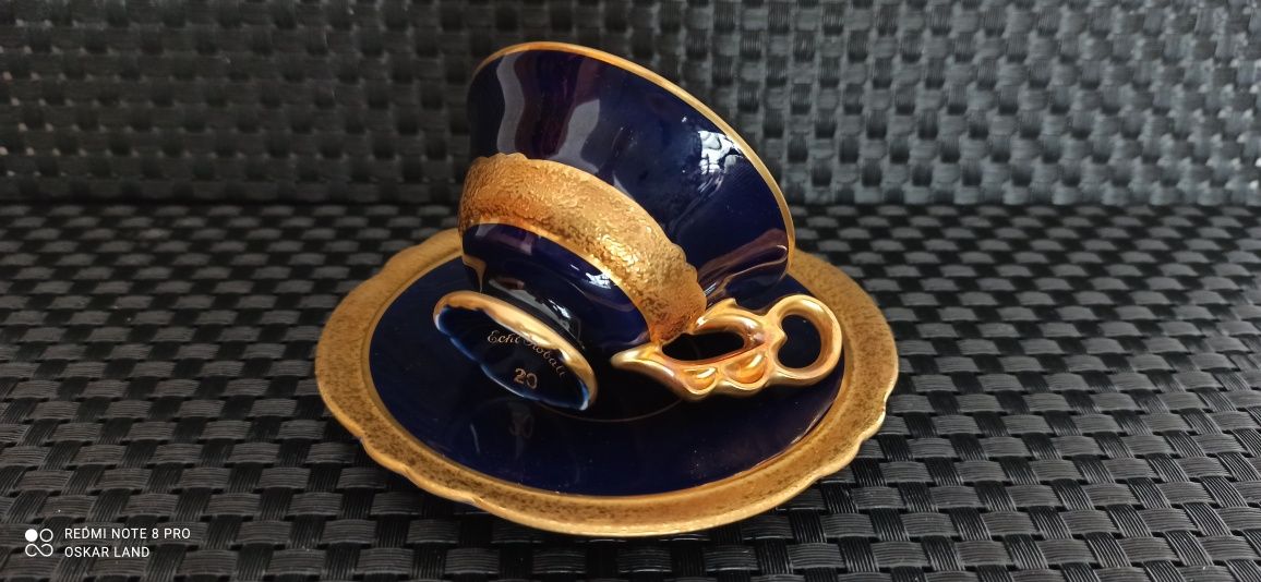 Porcelana ILMENAU Kobalt DUO Mokka Złocona BRABANT Filiżanka Piękna