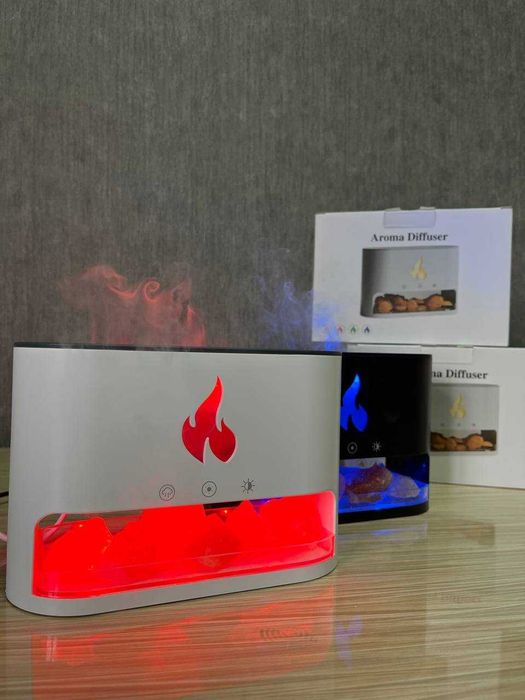 Увлажнитель воздуха с эффектом пламени и с гималайской солью 3в1 RGB