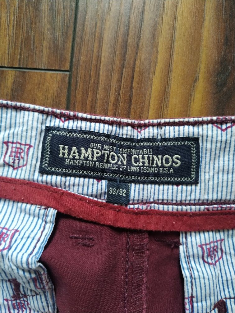 Spodnie chino HAMPTON CHINOS bordowe 33/32