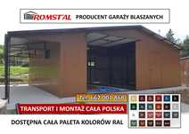 Garaż Blaszany z ZADASZENIEM BOCZNYM - Złoty Dąb - Wiata  - ROMSTAL*