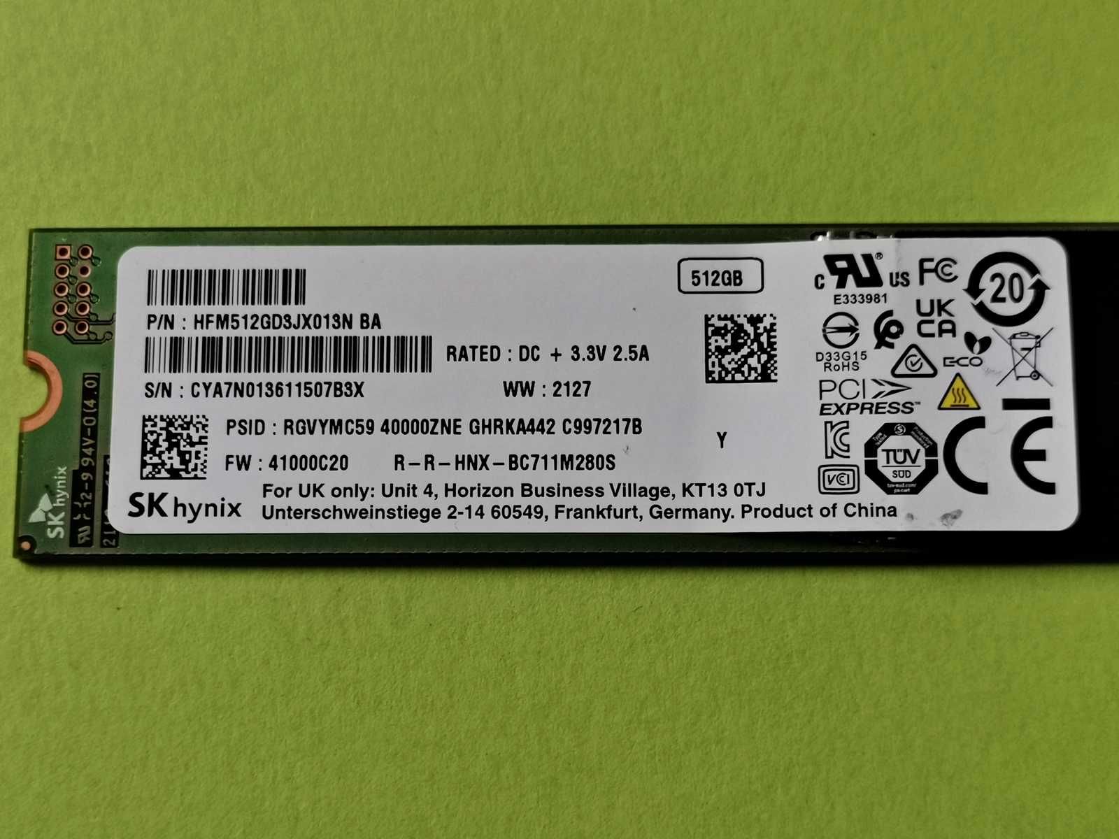 SSD M2 PCie 512GB HyniX