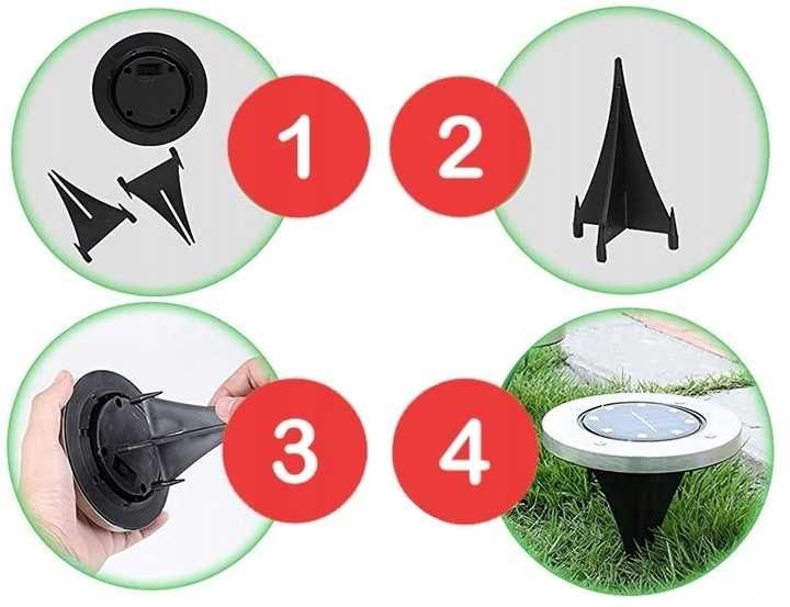 Lampa solarna ogrodowa lampki led gruntowe czujnik zmierzchu 12 x dysk