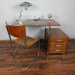 Minimalistyczne Biurko  Bauhaus Art Deco Chrom Dąb