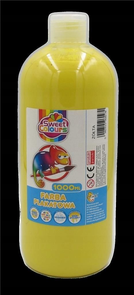 Farba Plakatowa Żółta 1000ml, Sweet Colours