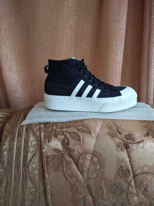 Кеди високі чорні adidas - nizza platform mid розмір 38 устілка 24 см