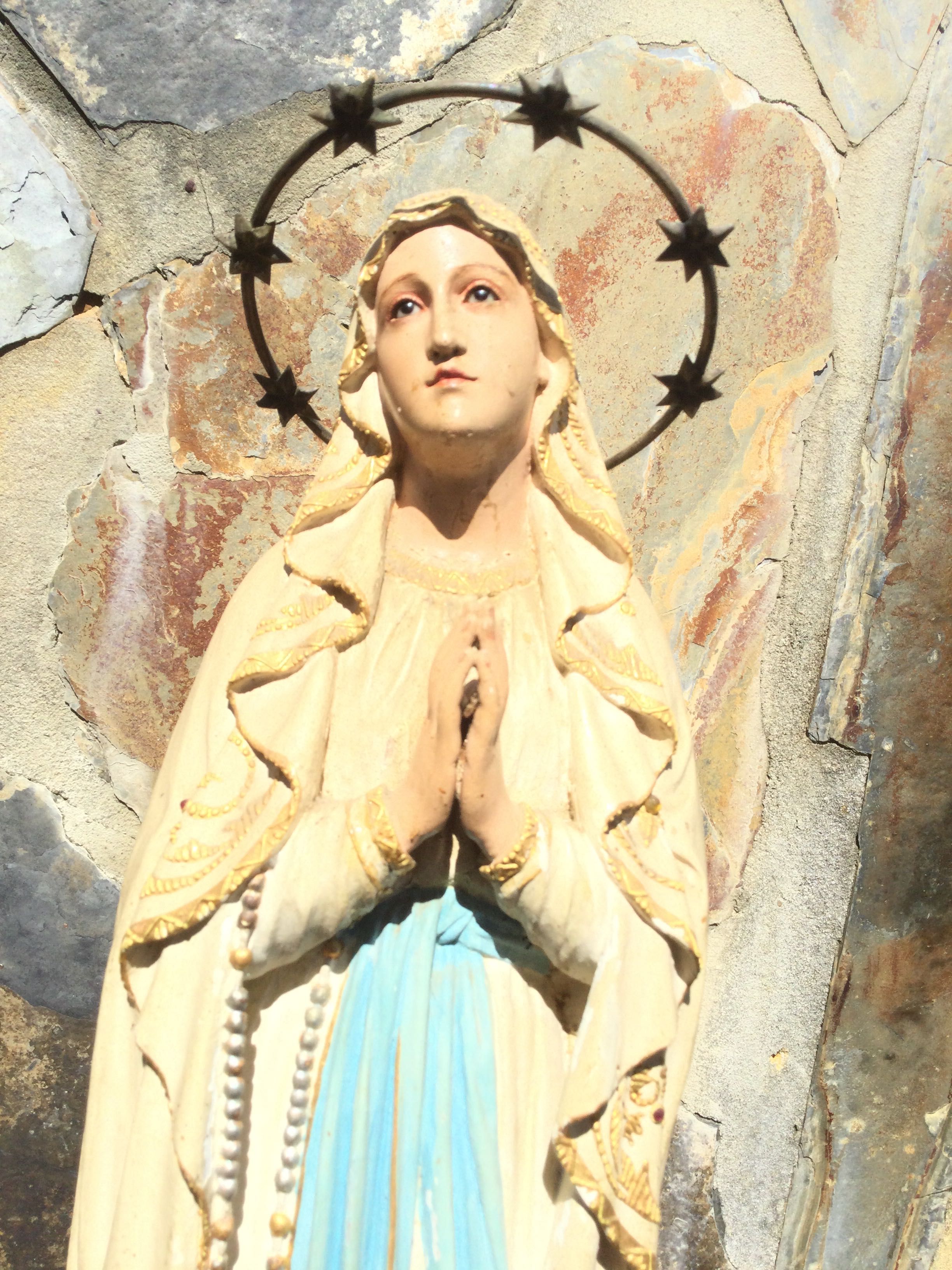 Nossa Senhora em madeira séc XIX olhos de vidro 51 cm Arte Sácra