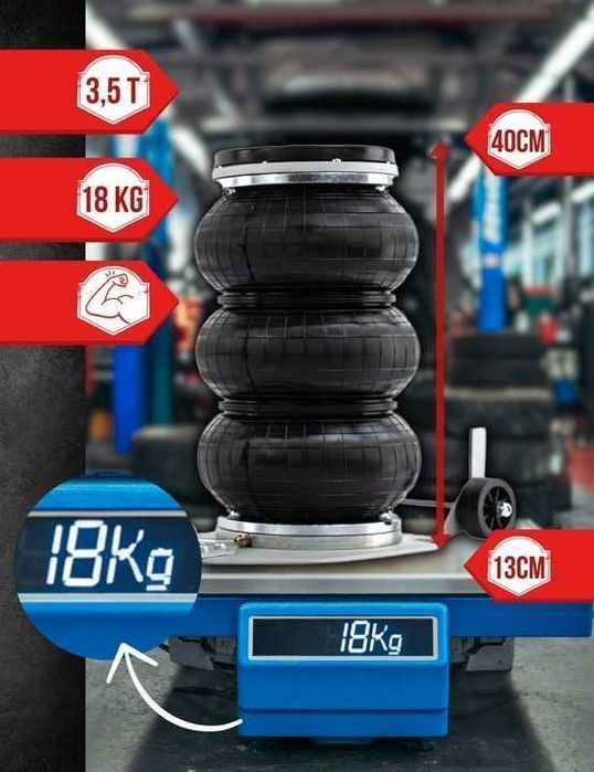 NOWY Podnośnik Pneumatyczny Bałwanek 3,5T Samochodowy Do Auta FAKTURA