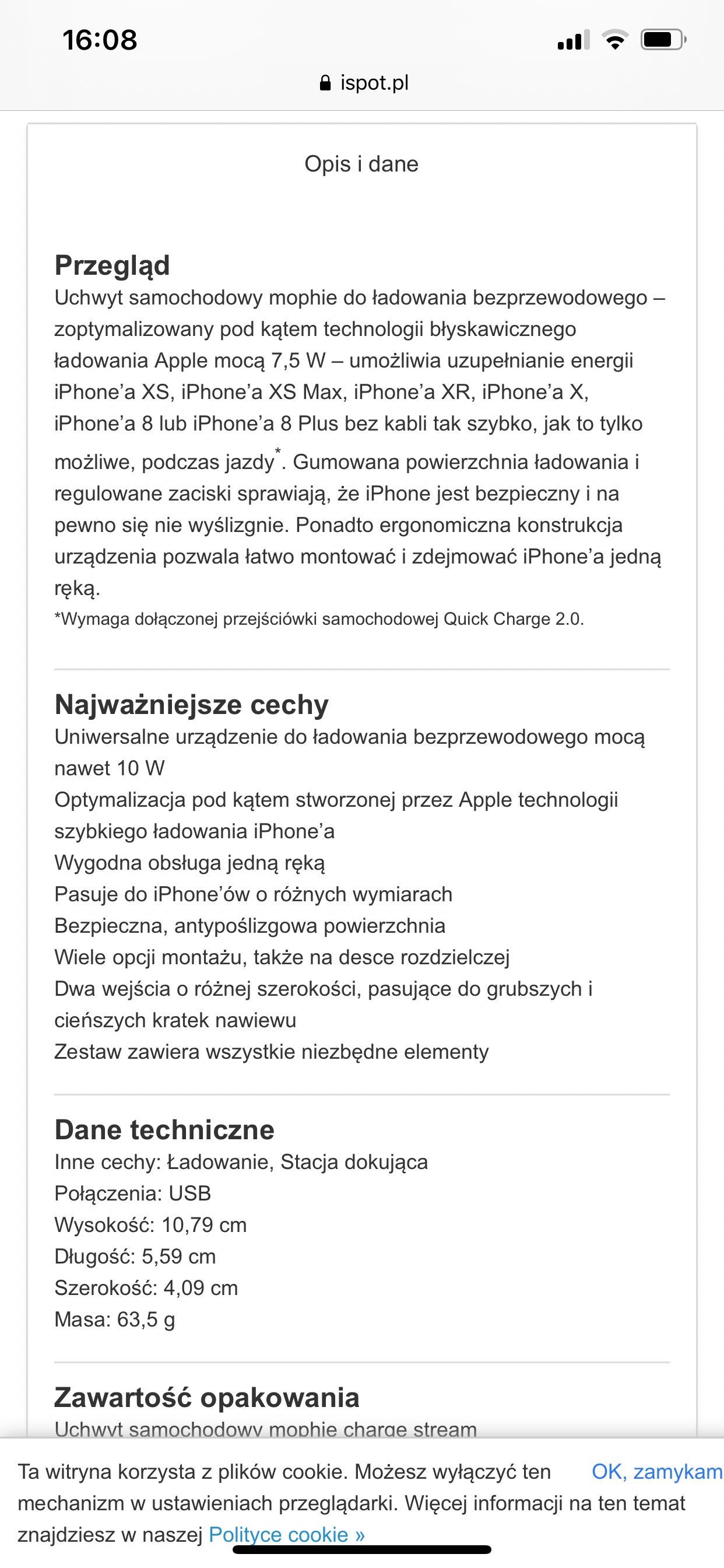 Mophie Charge Stream Vent Mount uchwyt na kratkę z ładowaniem