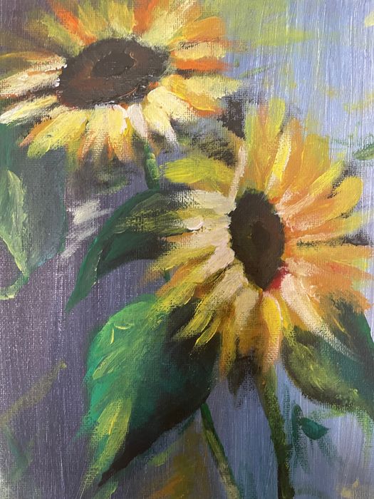 Obraz ręcznie malowany słoneczniki na płótnie 18x24cm