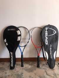 2 raquetes de ténis e 2 capas protetoras