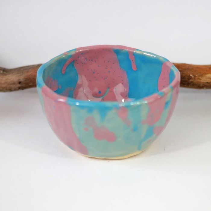 Miska ceramiczna niebiesko różowa ręcznie robiona handmade