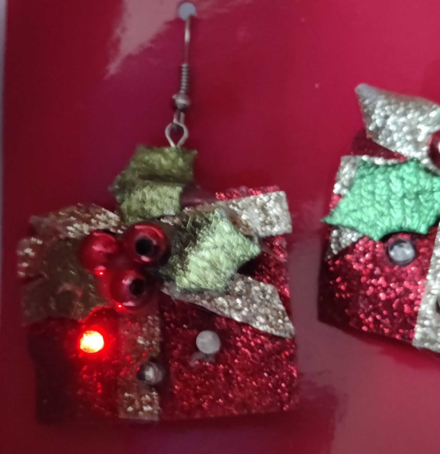 Kolczyki na święta świecące migające xmas earrings flashing ozdoba syl