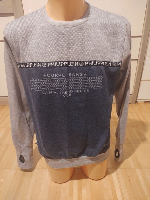 Philip Plein bluza męska gładka bez kaptura
