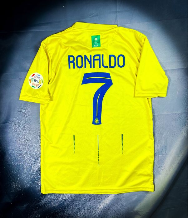 Cristiano Ronaldo Al-Nassr «Nike Dri-Fit» Żółta Koszulka Piłkarska / S