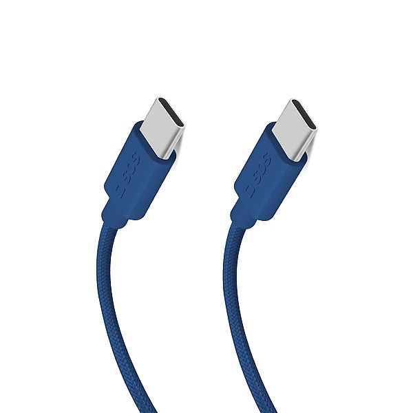Kabel SBS TECABLETISSUETCCB USB-C - USB-C 1,5m 60W w oplocie - niebies