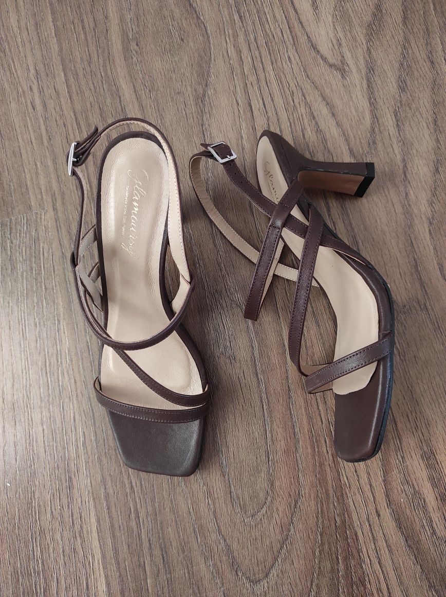Glamoursy buty sandały 39  Just For Fun sandałki na obcasie szpilki