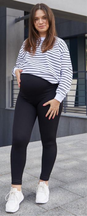 Легінси для вагітних , чорні в рубчик