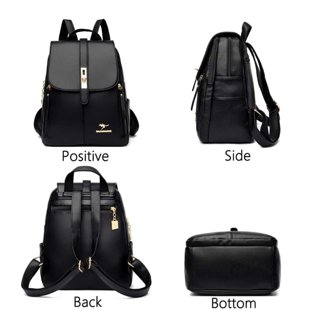 Рюкзак жіночий чорний + світловідбивний брелок в комплекті