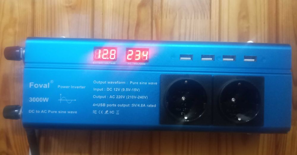 Інвертор Foval 3000w, перетворювач з 12В на 220В.